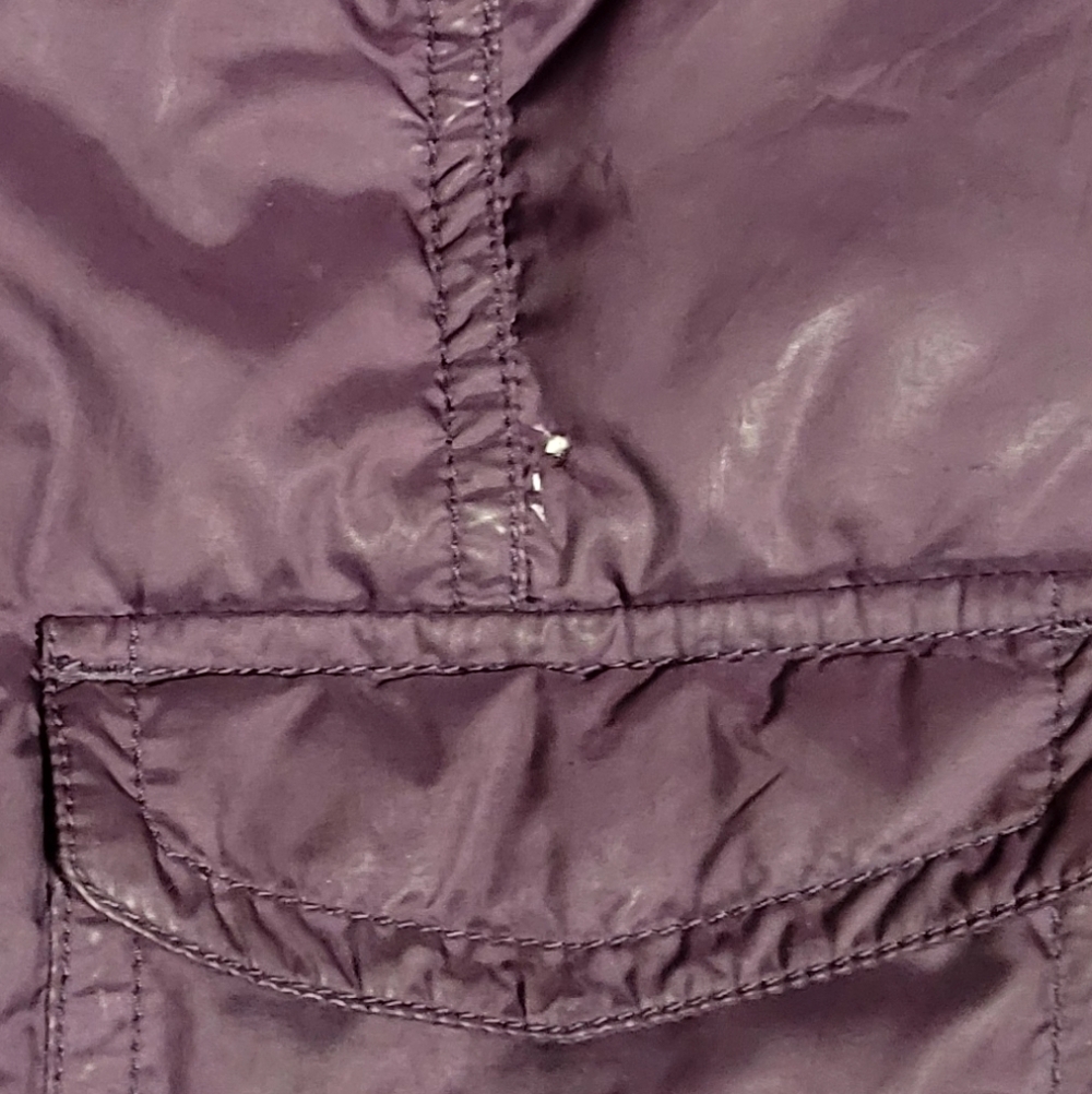 Juicy Couture dark purple down hooded bomber jacket with gold buttons Size Small - Picture 14 of 15